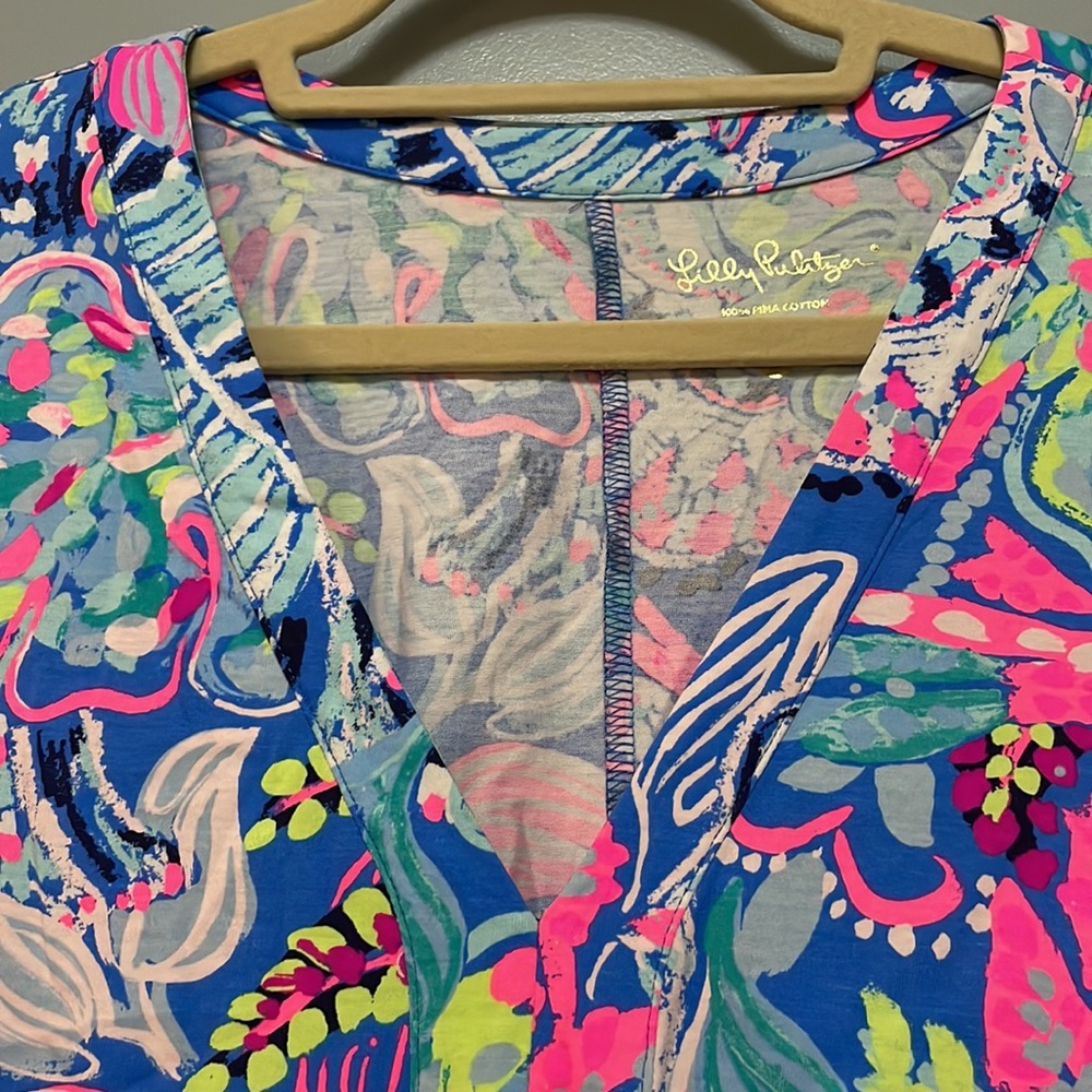 NWOT Lilly Pulitzer V-Neck Pima Cotton Dress, size medium - Picture 2 of 6